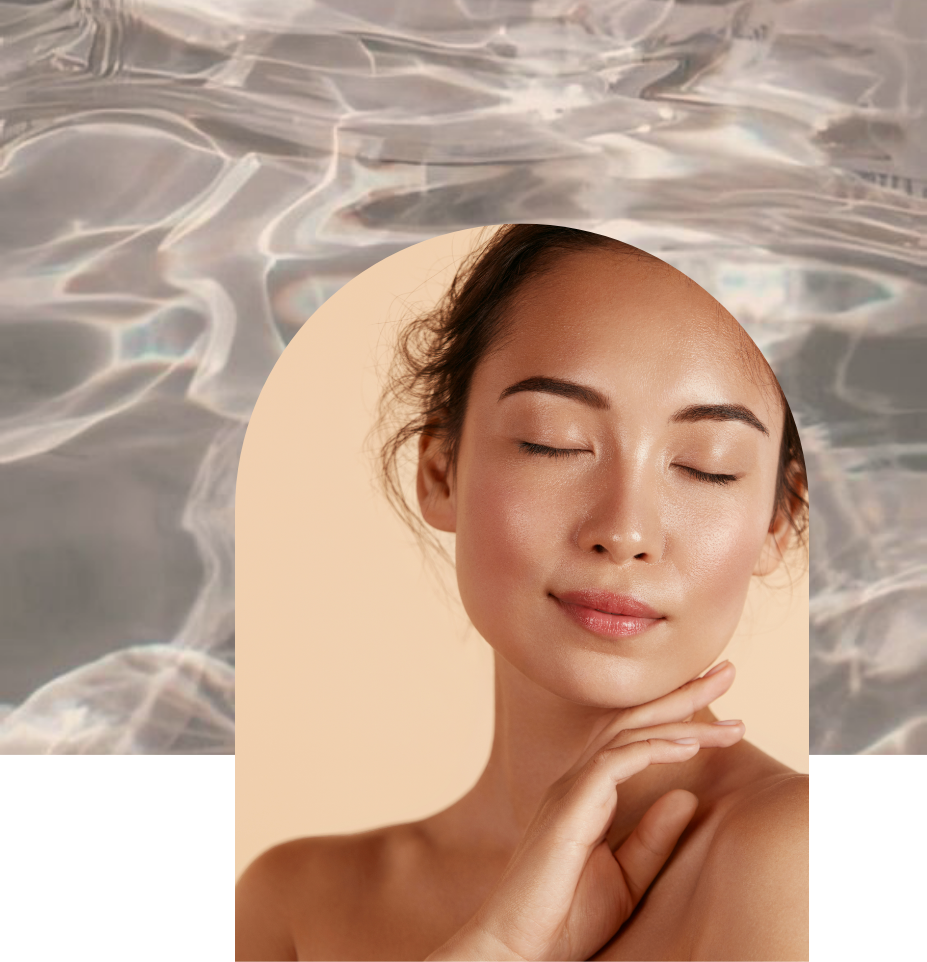 glowing skin with water background